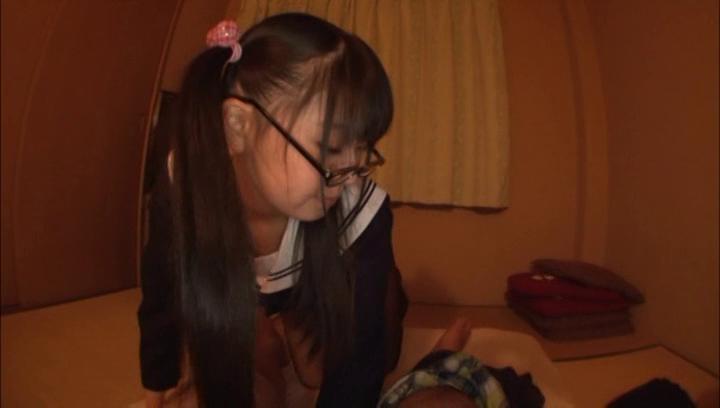 Awesome Airi Satou Asian teen in glasses gives pov blowjob - 1