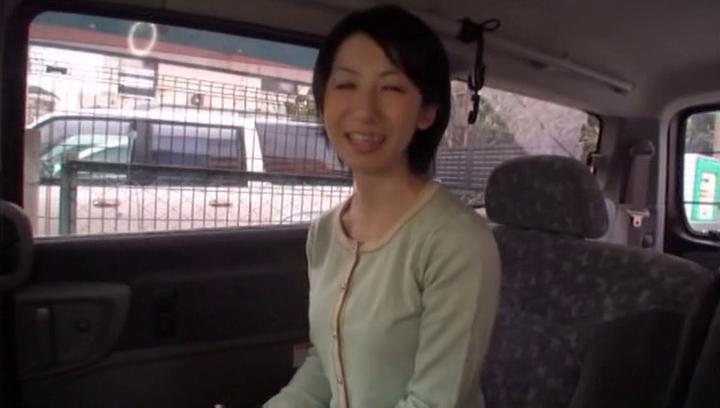 Milf Cougar Awesome Fiery JApanese AV model fucked hard with a dildo in the back of a car This