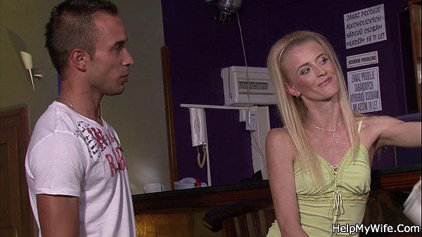 Blonde wife share with barman - 2