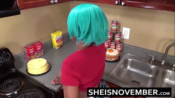 Sexy Ebony BigTits Step Sister Msnovember Legs Up While Getting Screwed By Her BigBro And Give POV Blowjob & ThenSex In Kitchen After Cooking On Sheisnovember - 1