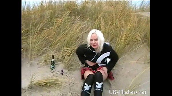 Beach babe pissing in public and amateur blonde exhibitionist squirting outdoors - 1